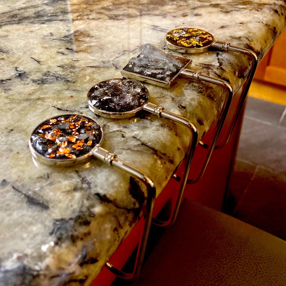 Purse hook | Rose Quartz & Rose Gold Flake